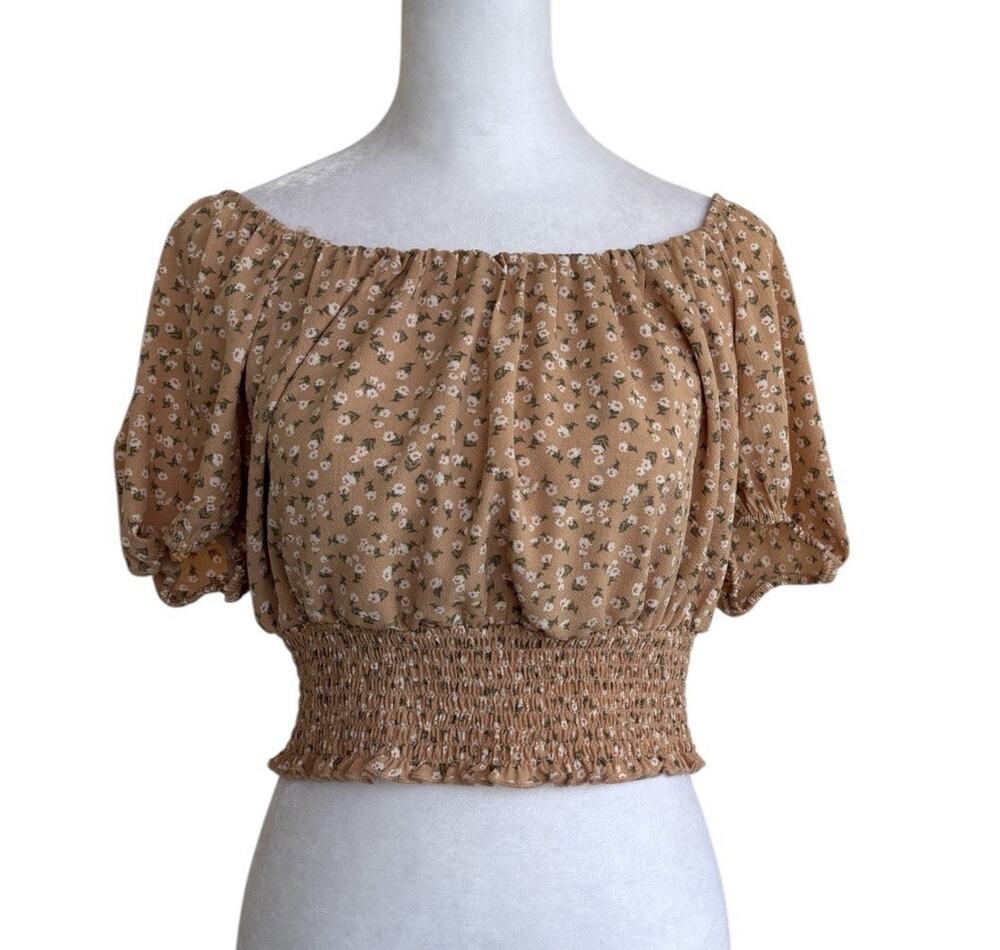 Pink Republic Ditsy Floral Smocked Crop Top Sz S Boho Fairycore Romantic